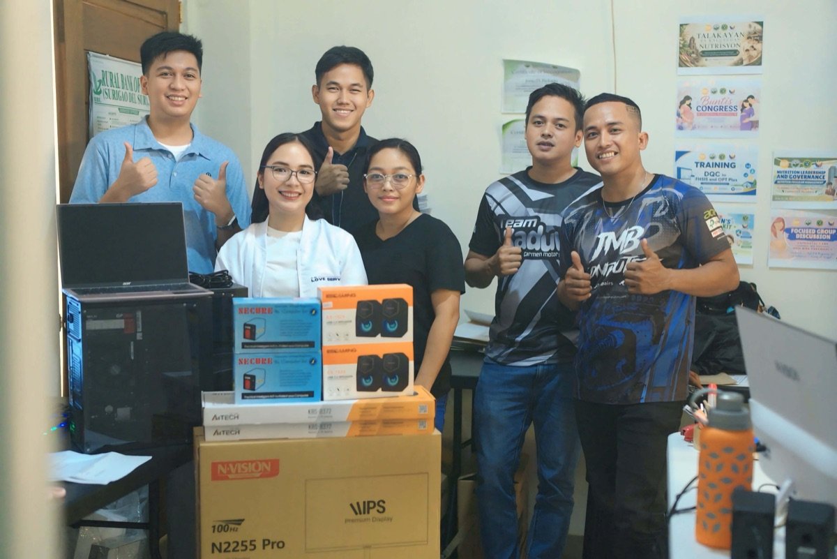 The JMB Computers team with computers, CCTV units and office equipment ready for delivery